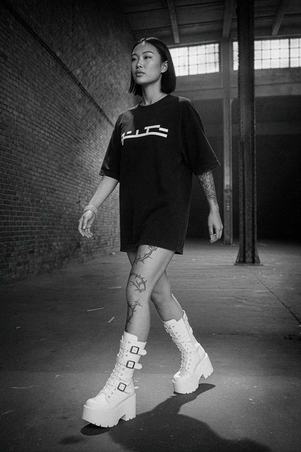 Unisex organic oversized high neck t-shirt