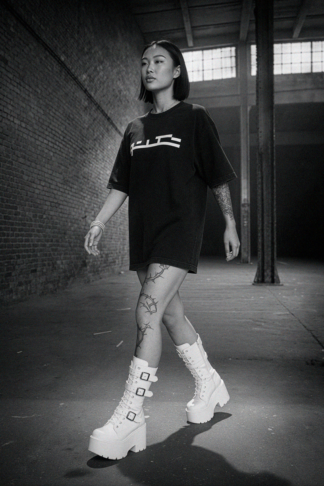 Unisex organic oversized high neck t-shirt