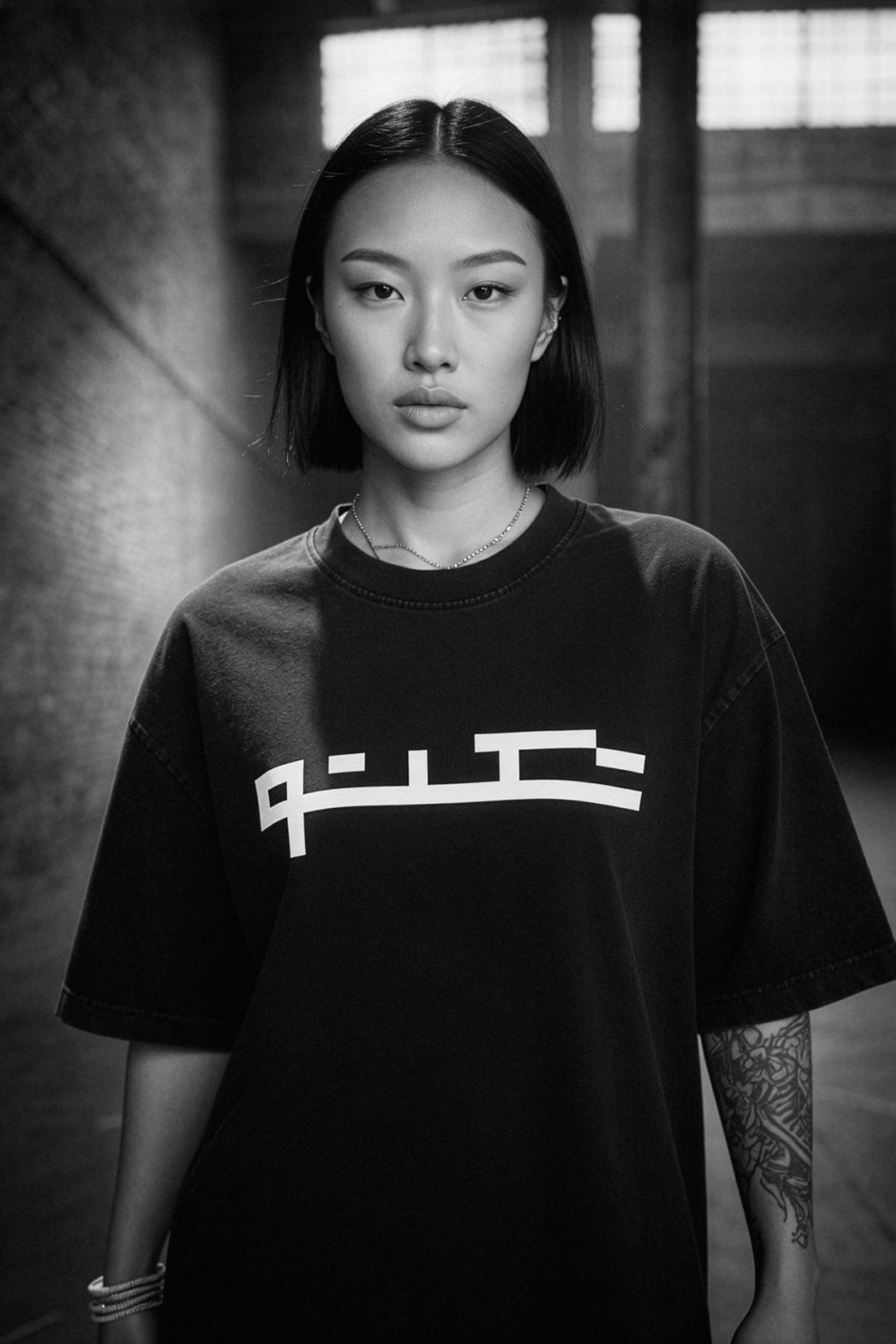 Unisex organic oversized high neck t-shirt